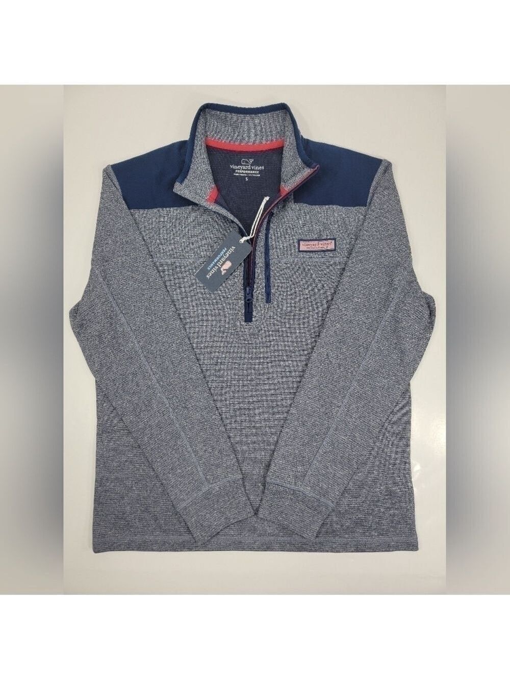 New Vineyard Vines Performance Ryder Shep Shirt 1/4 Zip Pullover Bay Blue Mens S